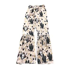 Girls Western Cactus Bull Skull Flare Pants Size 14/16